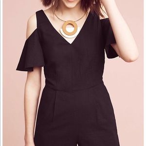 Open-Shoulder Ruffle Romper Elevenes